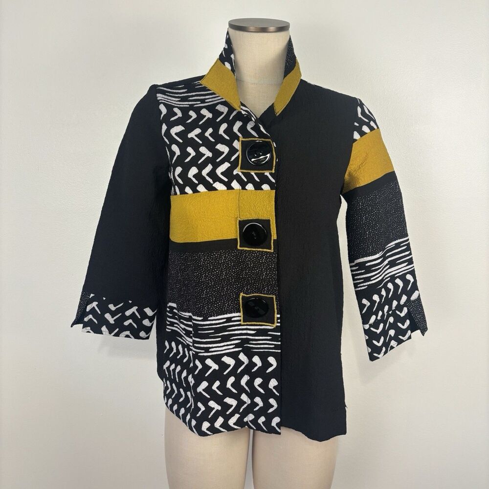 Ali Miles Jacket Top Womens PS Patchwork Artsy Mixed Media Lagenlook Maximalist